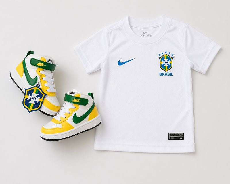 Kit Camiseta Do Brasil Branca + Tênis BOTINHA Do Brasil NK Infantil