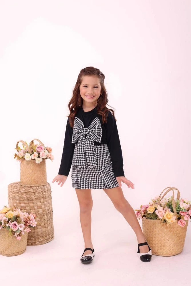Conjunto Laço Pied Poule Infantil