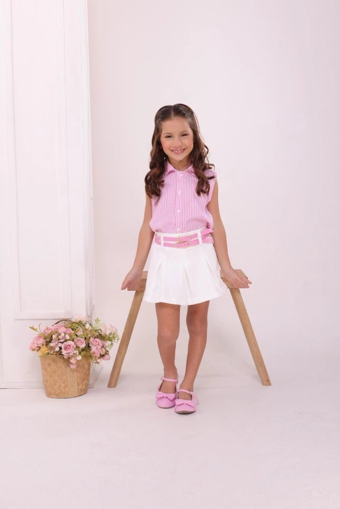 Conjunto Listra Saia Infantil - Dois Cintos