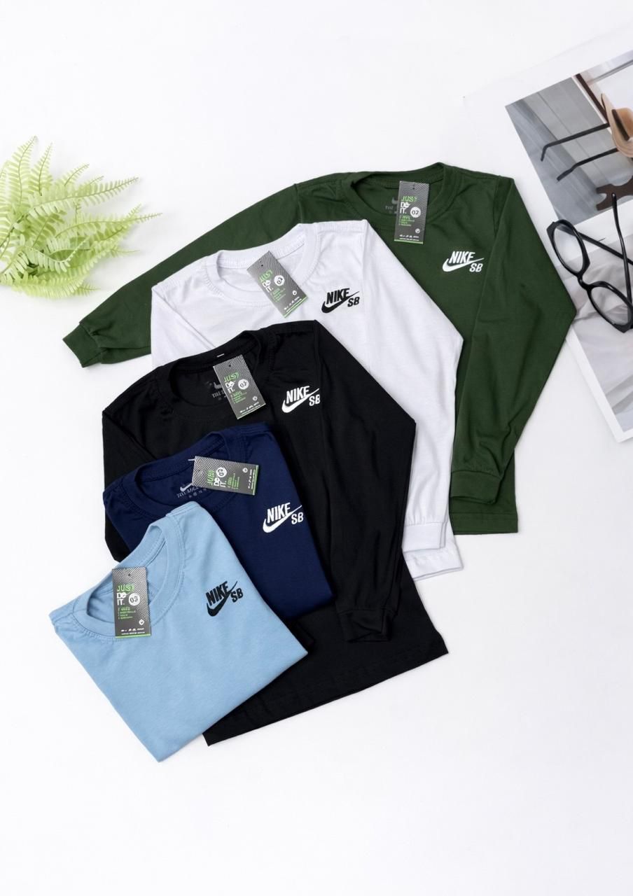 Camiseta NK Manga Longa Algodão Infantil