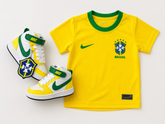 Kit Camiseta Amarela Do Brasil + Tênis Botinha NK Infantil